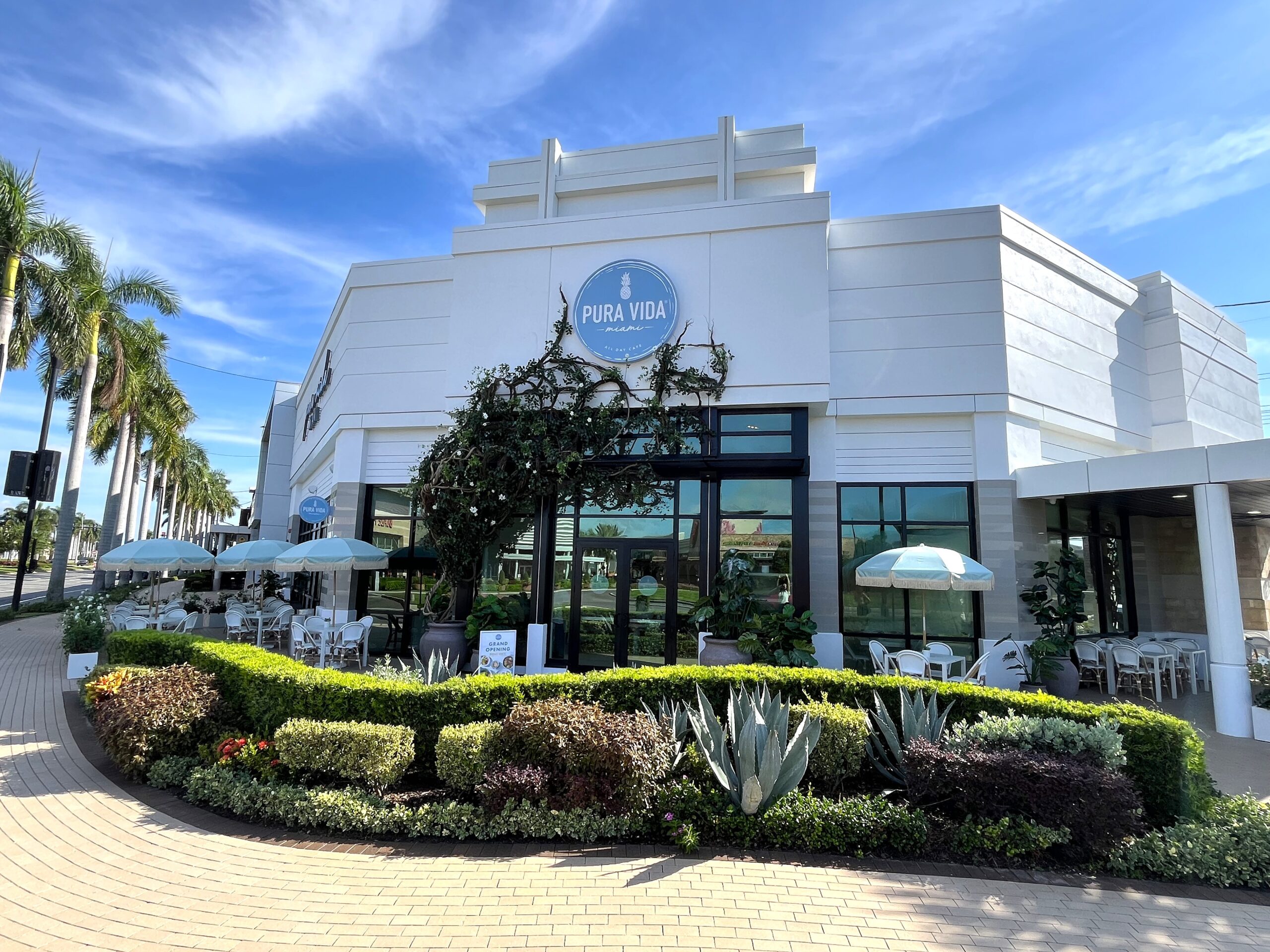 Pura Vida cafe exterior at University Town Center Sarasota.