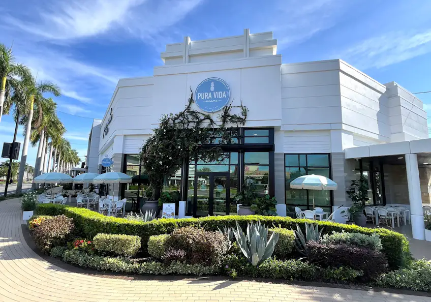 Pura Vida cafe exterior at University Town Center Sarasota.